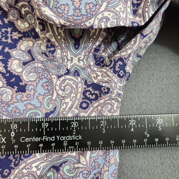 Chico’s Wome 2 US L Purple Paisley Button Up No Iron Blouse Shirt - Picture 9 of 11